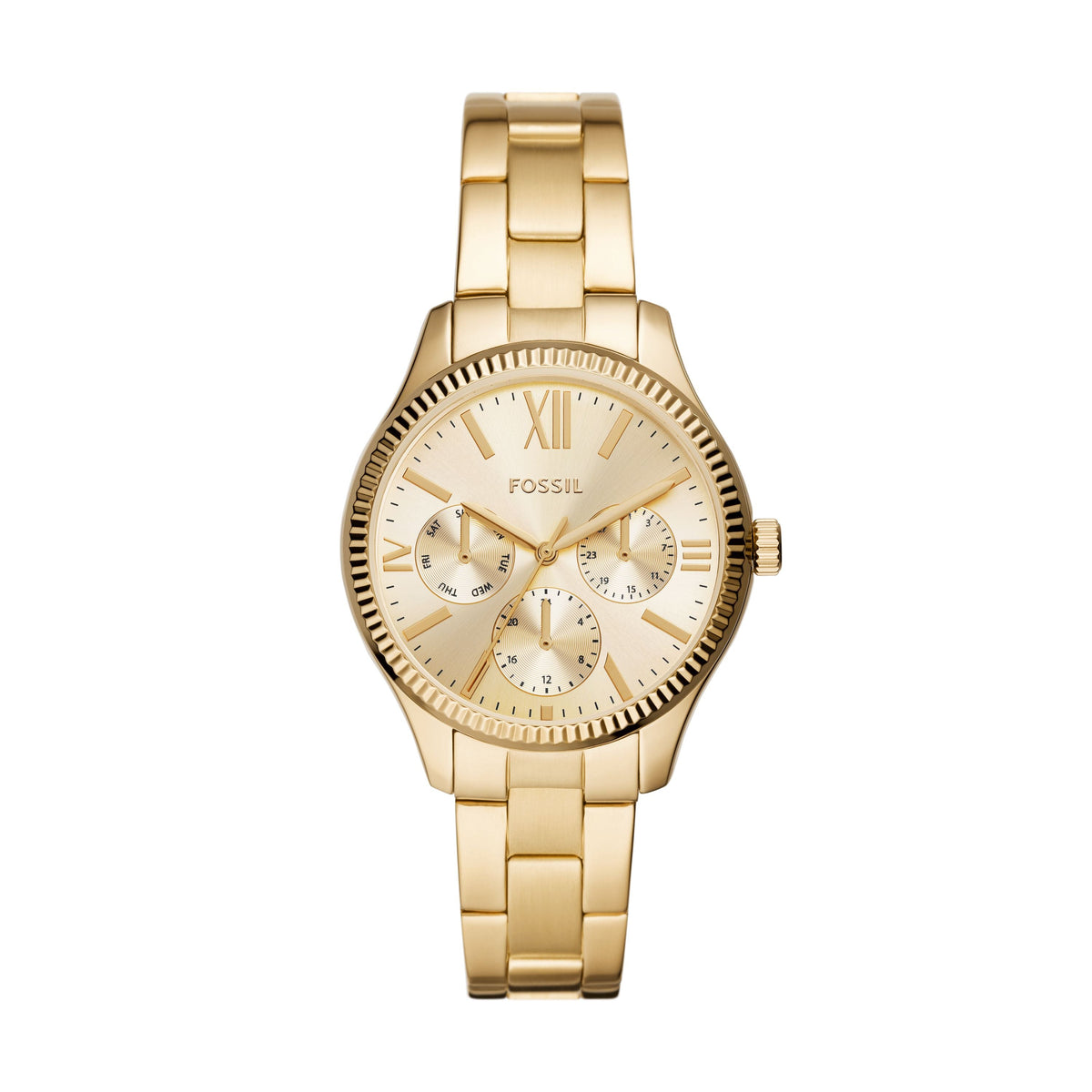 Fossil Women's Rye 36mm Multifunction, Gold-Tone Alloy Watch