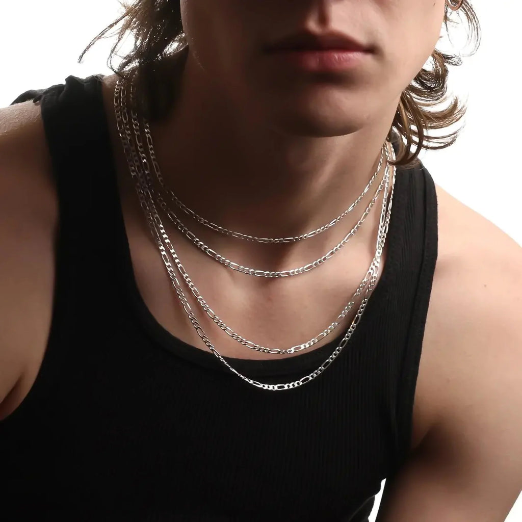 STERLING SILVER FIGARO CHAIN