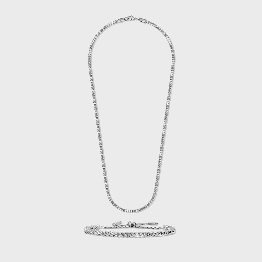 Women's Franco Chain + Bracelet (Silver) - 3mm