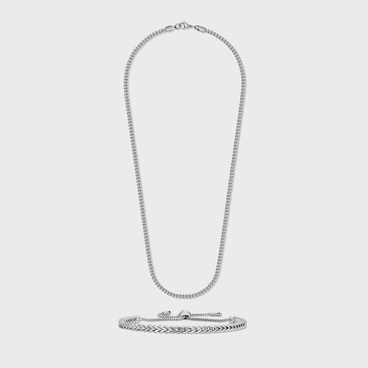 Women's Franco Chain + Bracelet (Silver) - 3mm