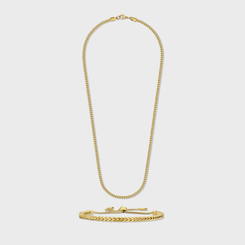 Franco Chain + Bracelet (Gold) - 3mm