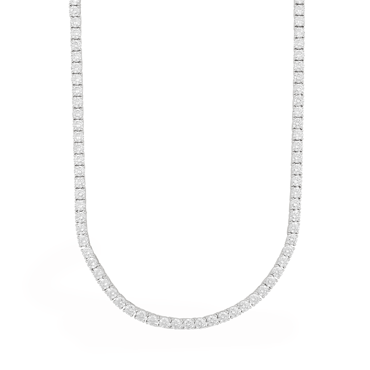 Moissanite Tennis Necklace in White Gold Vermeil- 3mm