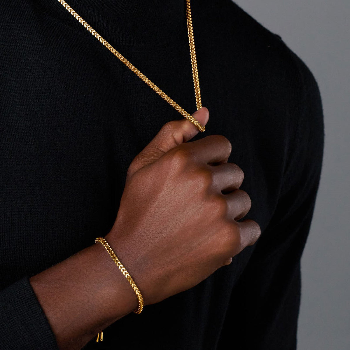 Franco Chain + Bracelet (Gold) - 3mm
