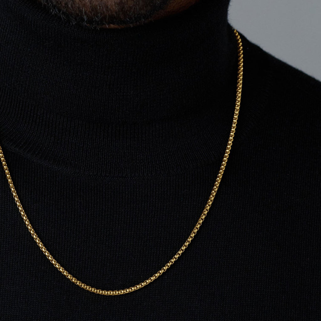 Round Box Chain (Gold) - 3mm