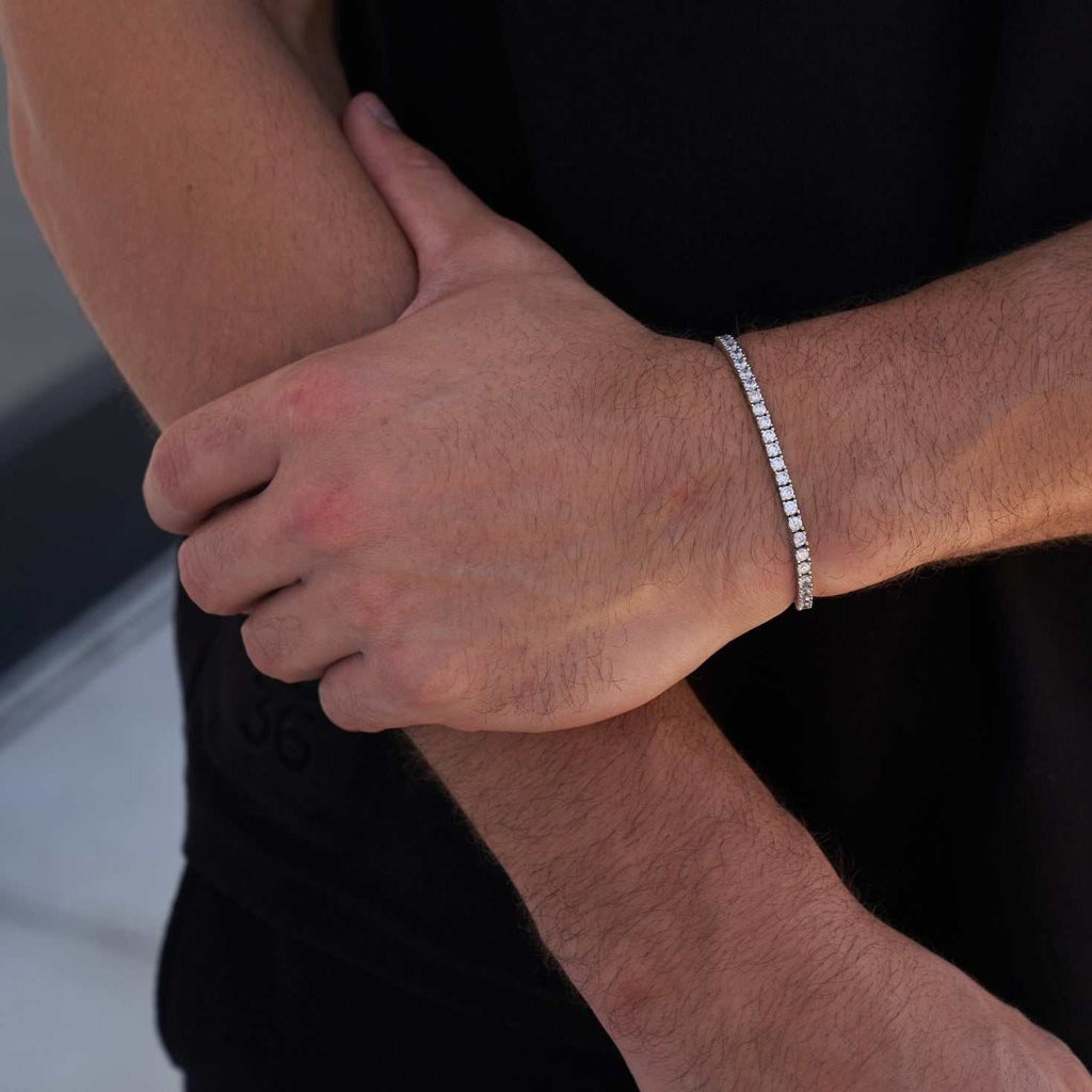 Diamond Tennis Chain + Bracelet Bundle in White Gold- 3mm