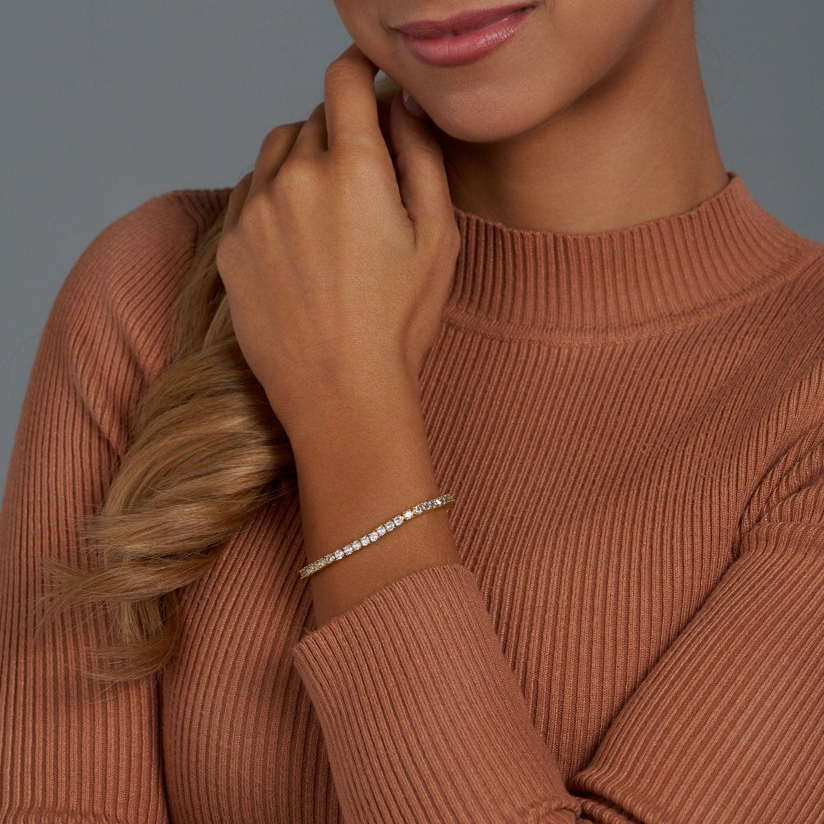 Women's Tennis Bracelet (Gold) - 3mm