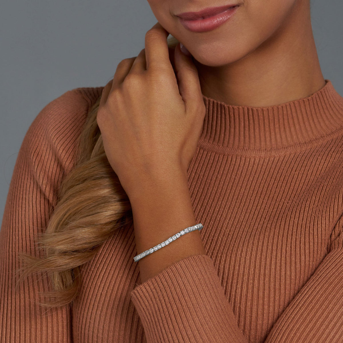 Women's Tennis Chain + Bracelet (Silver) - 3mm