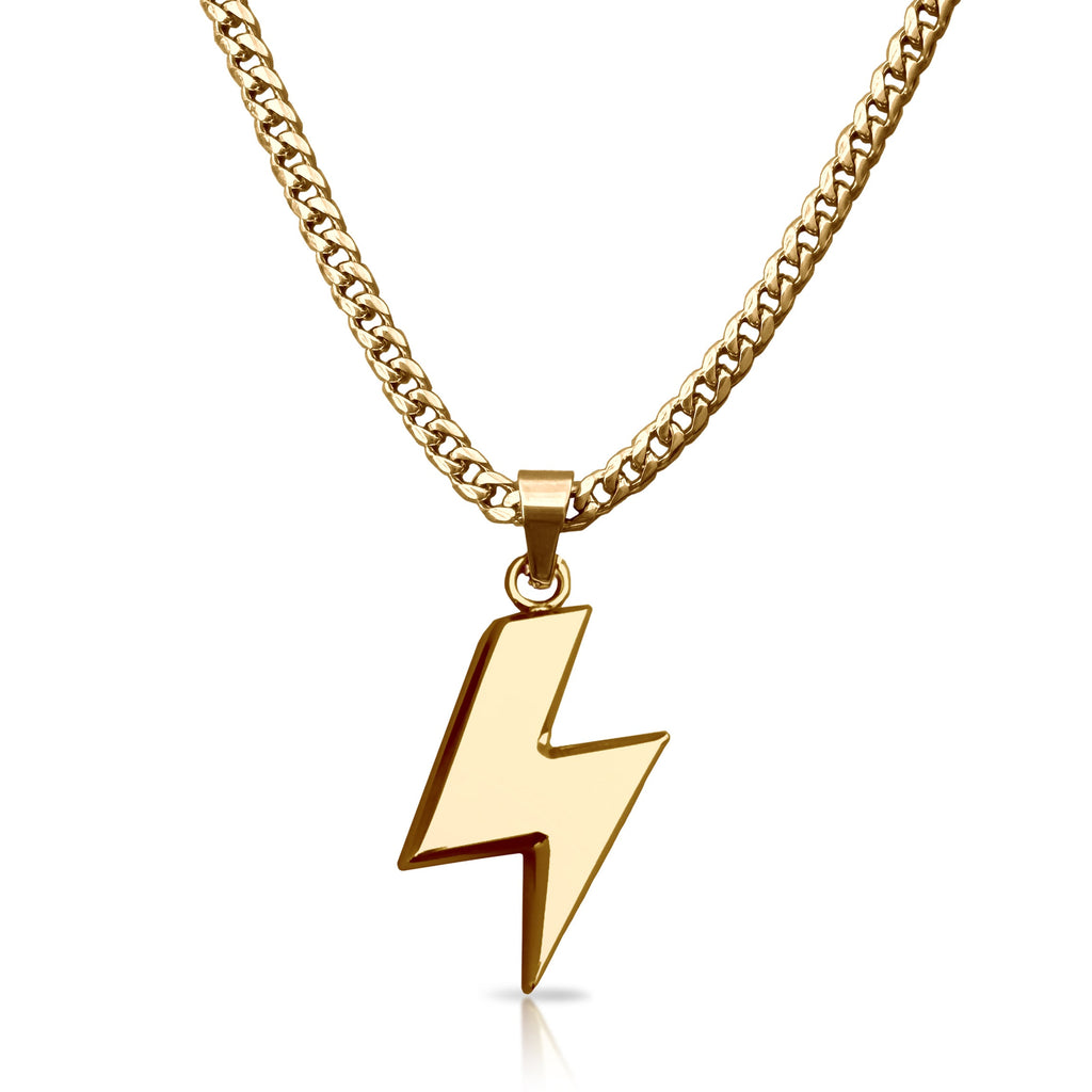 Pro Lightning Bolt Pendant Necklace - 14K Gold Plated Stainless Steel