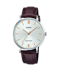Casio Women’s Silver Dial Brown Leather Strap Watch - LTP-VT01L-7B2UDF