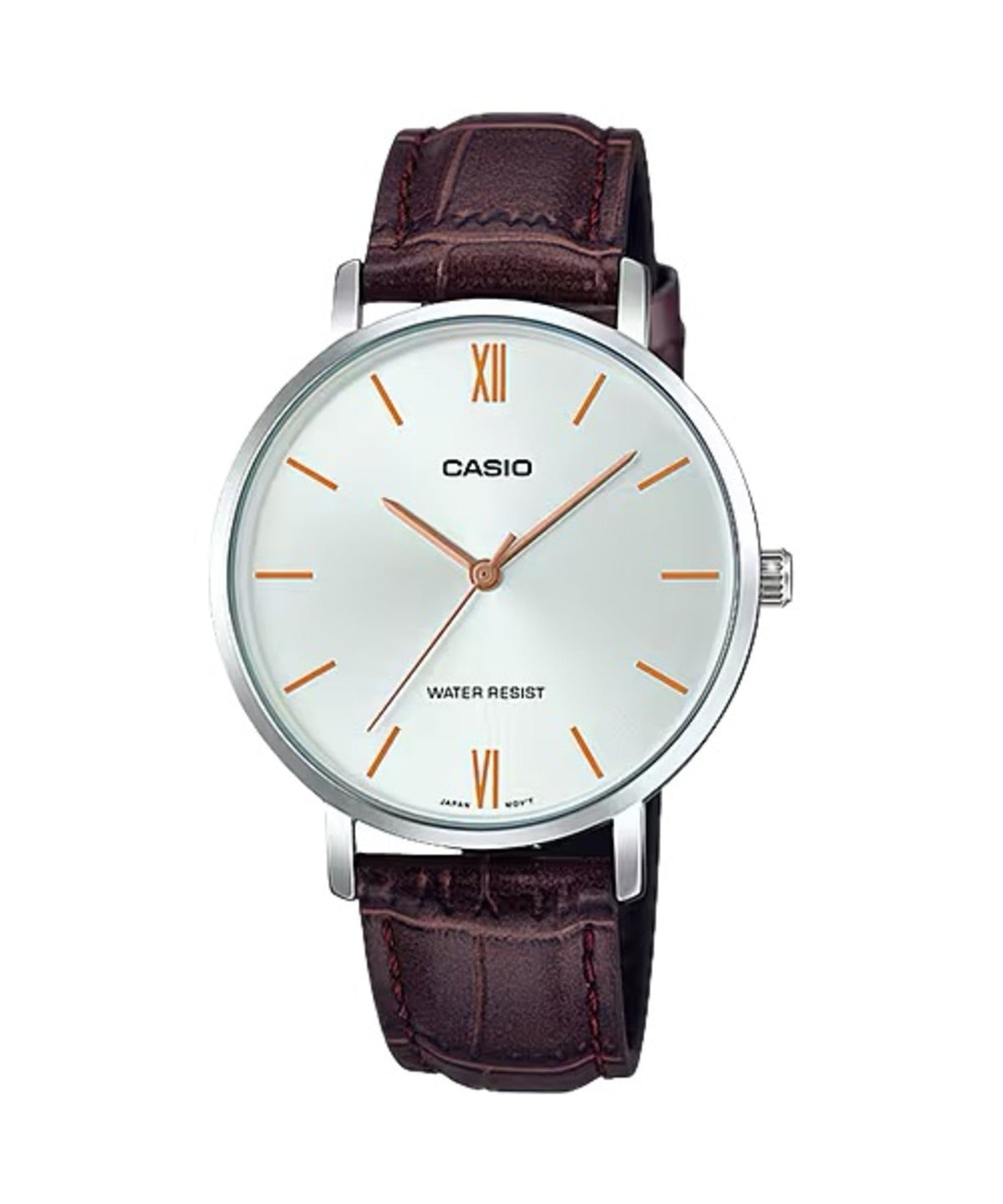 Casio Women’s Silver Dial Brown Leather Strap Watch - LTP-VT01L-7B2UDF
