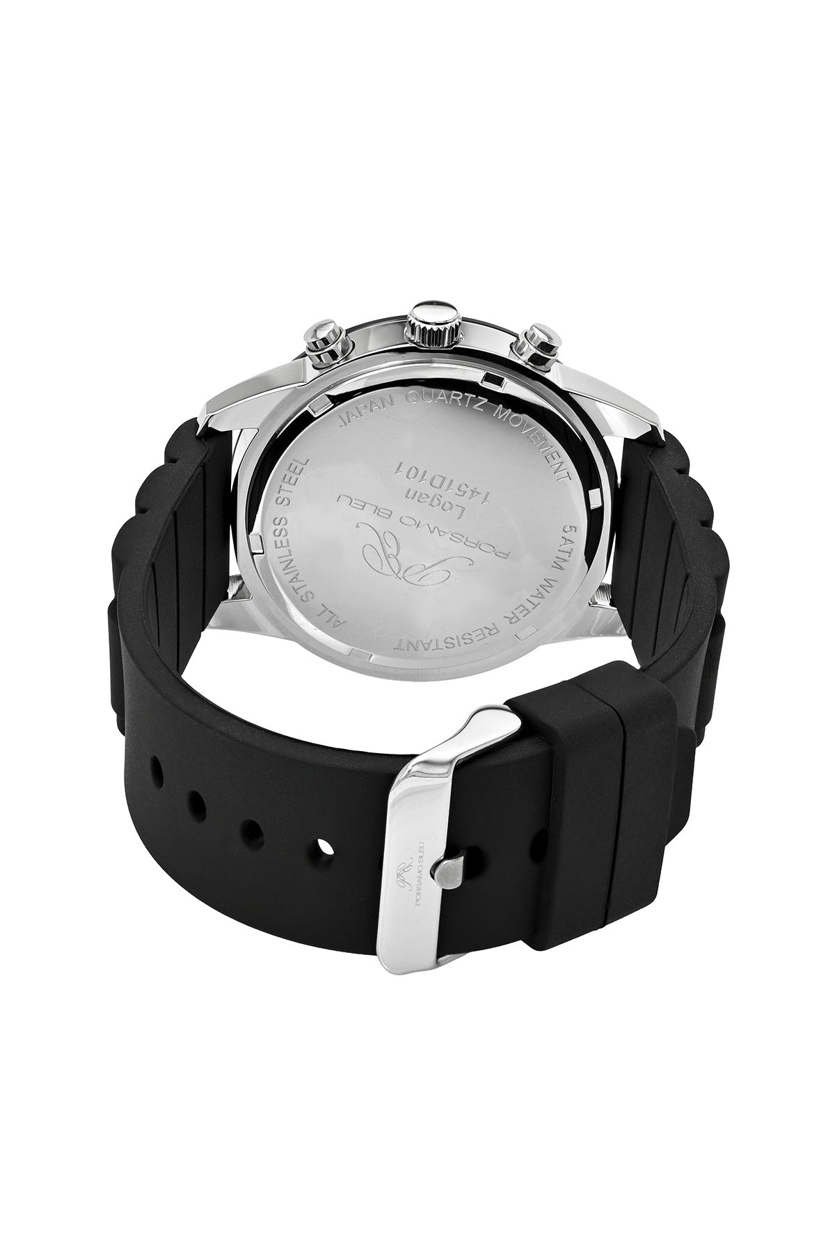Porsamo Bleu Logan Chronograph Silicon Silver Tone & Black Men's Watch 1451DLOR