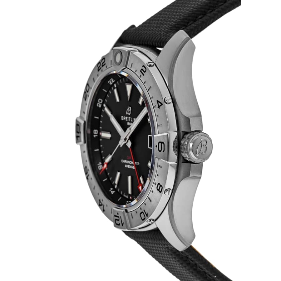 Breitling Avenger Automatic GMT 44 Black Dial Leather Strap Men's Watch A32320101B1X1