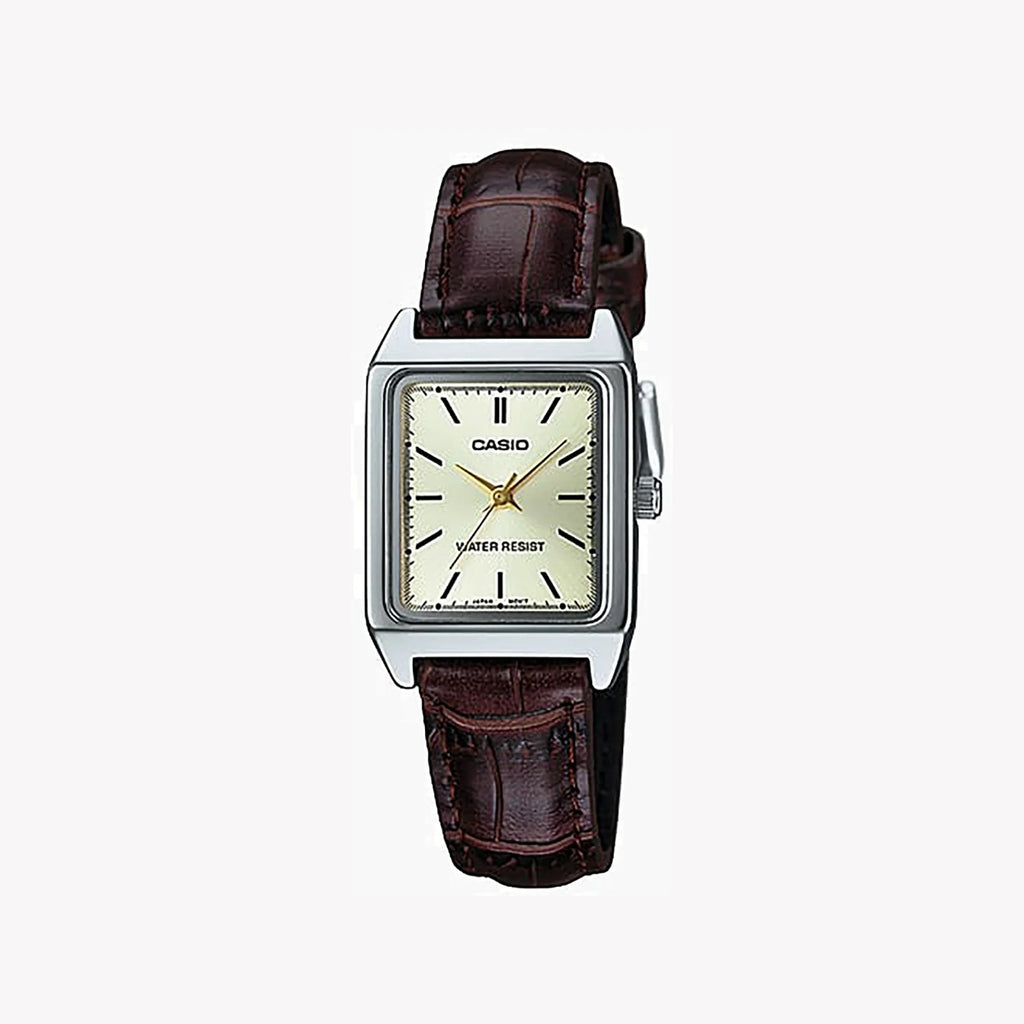 Casio Women's Brown Analog Watch with Ivory Dial - LTP-V007L-9EUDF