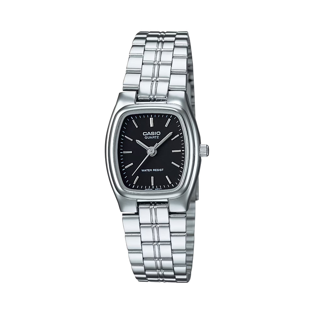 Casio Women’s Black Dial Rectangular Analog Watch with Steel Bracelet - LTP-1169D-1A