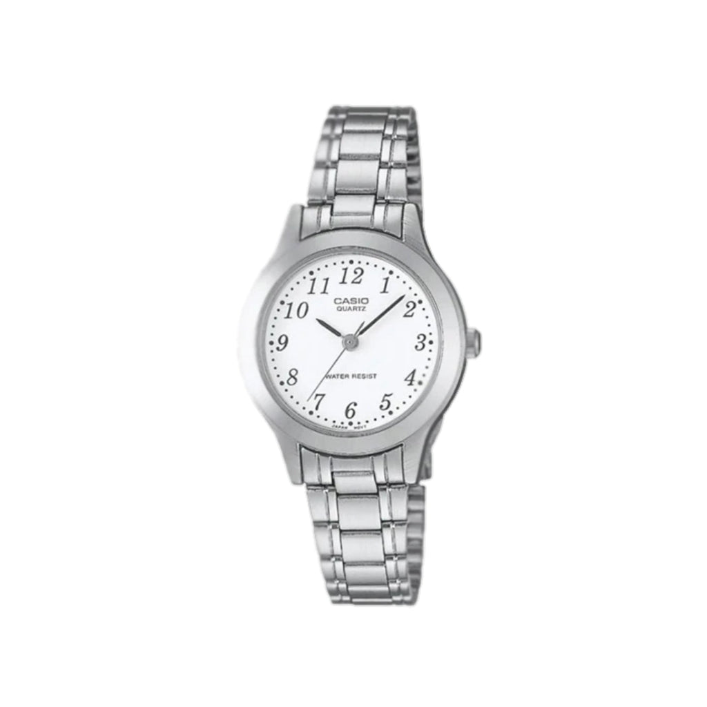 Casio Women’s Silver Stainless Steel Analog Watch with White Dial - LTP-1128A-7B