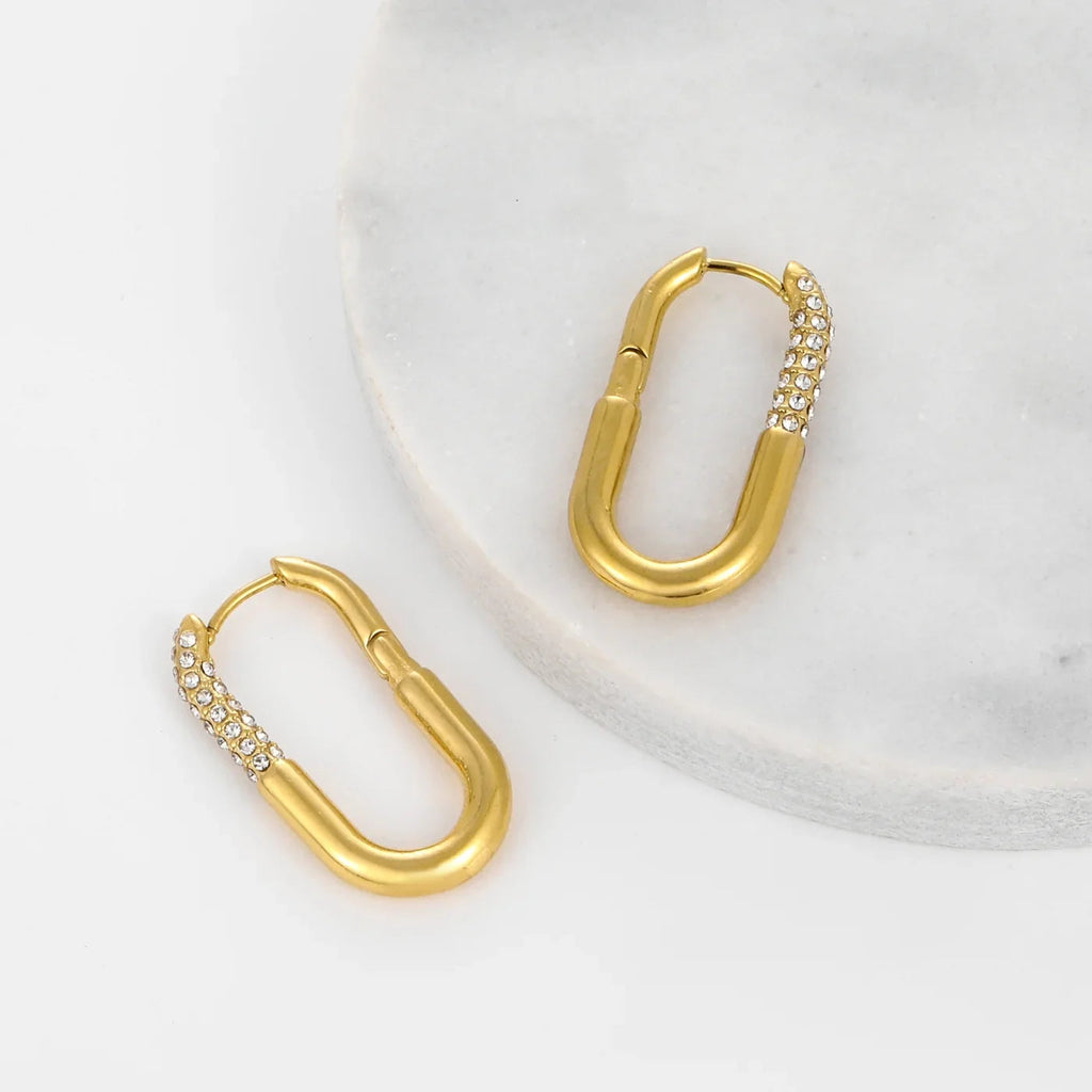 Iced Paperclip Hoop Earrings