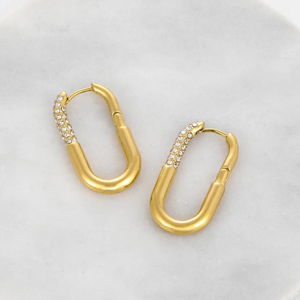 Iced Paperclip Hoop Earrings