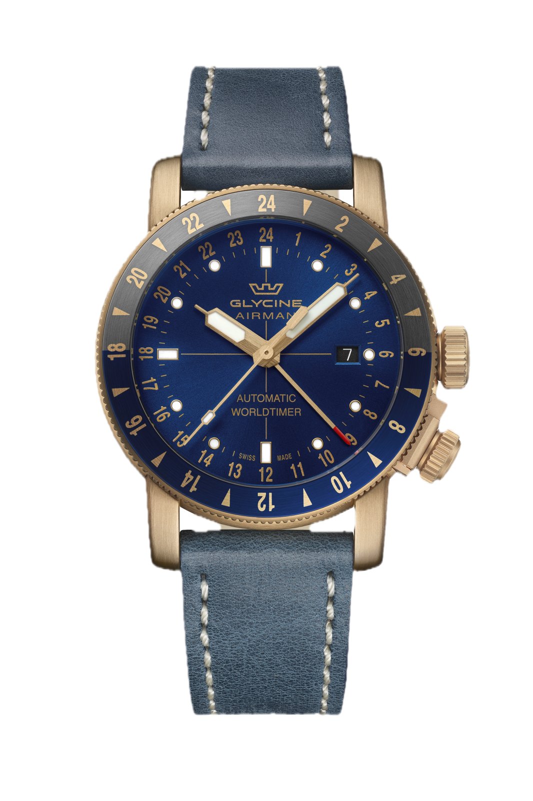Glycine Men's Airman Contemporary Bronze GMT 44mm Automatic Watch