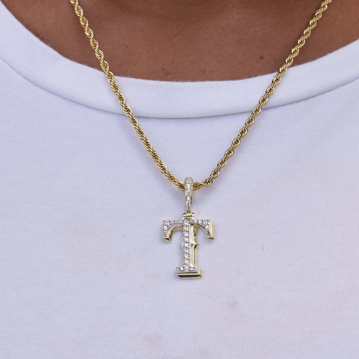 Texas Rangers Micro Logo Pendant - Yellow Gold