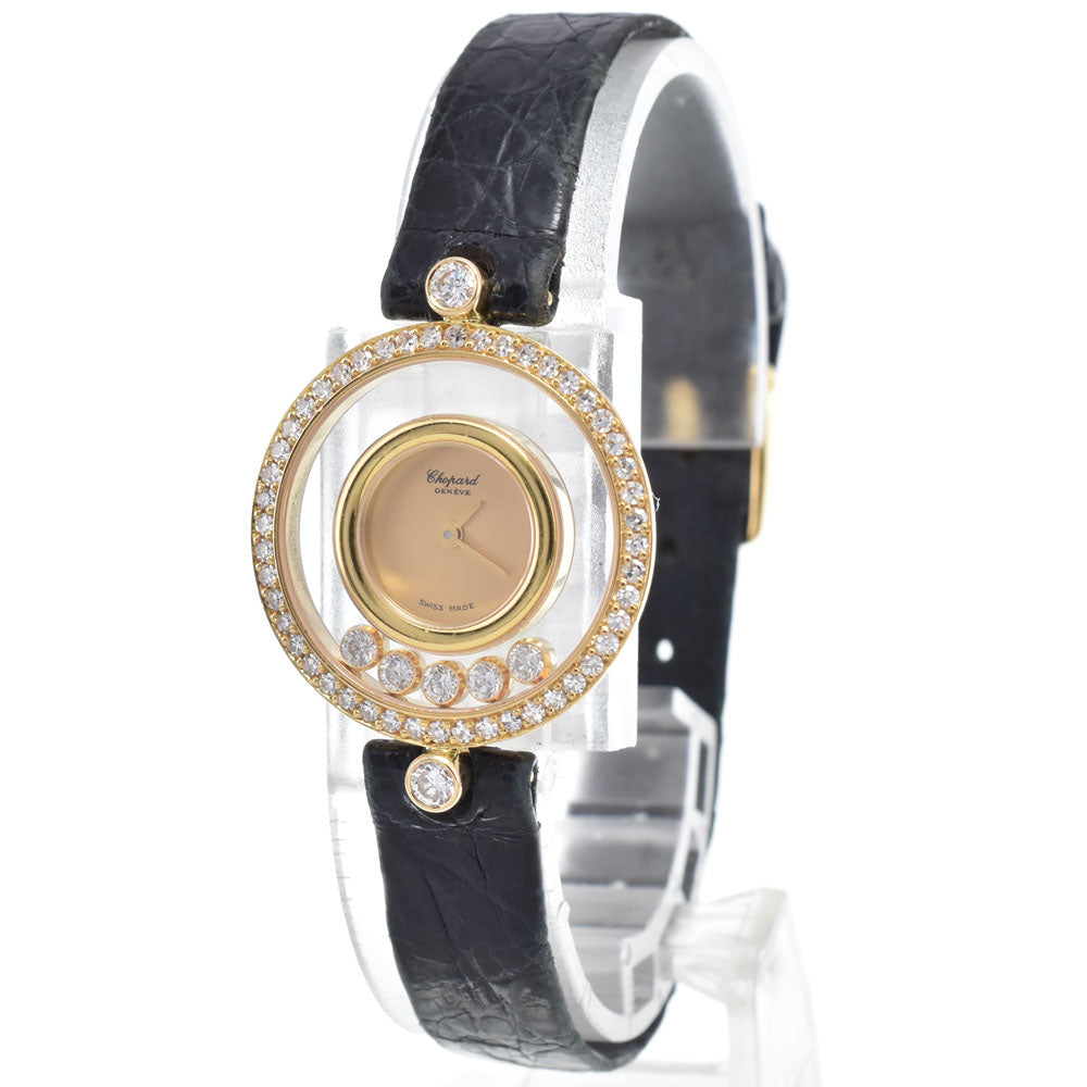 Chopard Happy Diamonds Round Quartz yellow gold With Diamond Bezel And Floating Diamonds Watch (Pre-Owned)
