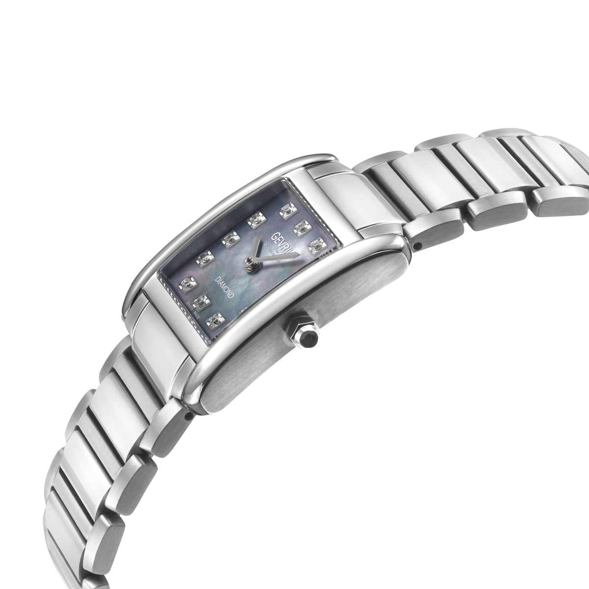 Gevril Women's Regina Swiss Diamond Watch, Black MOP Dial, 316L SS Case, 316L Stainless Steel Bracelet.
