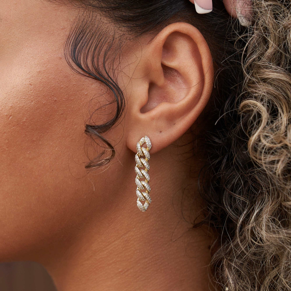 GLD GLD Prong Cuban Stud Earrings in Yellow Gold