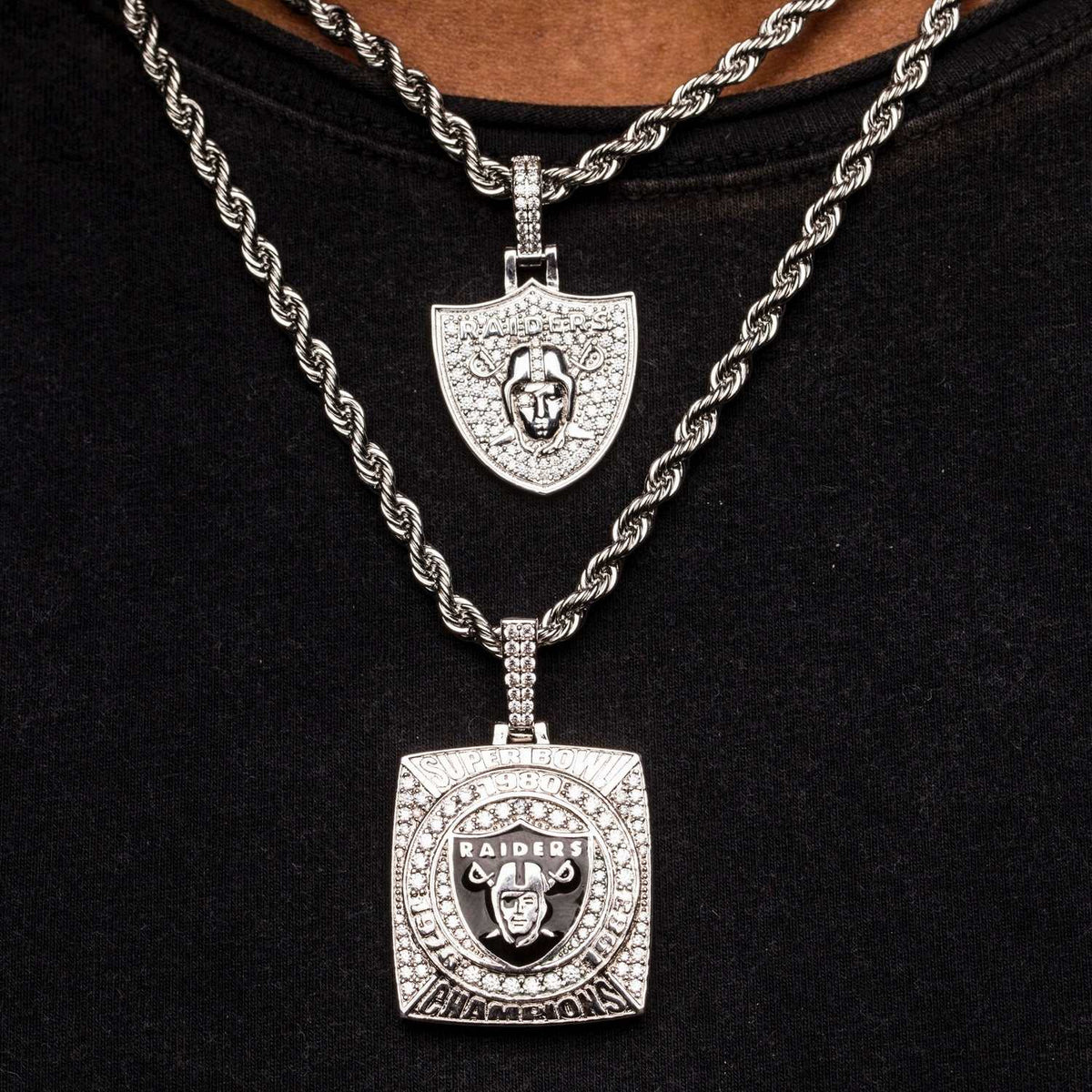 Las Vegas Raiders Official NFL Micro Logo Pendant - White Gold