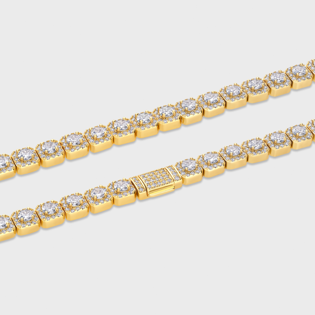 Clustered Tennis Chain (Gold) - 8mm