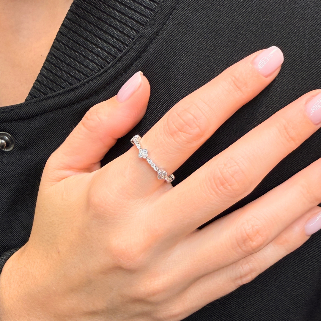 White Clover Set - Chain + Bracelet + Ring