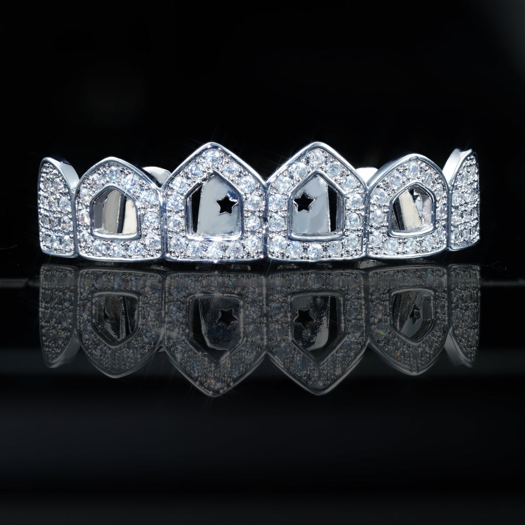 Hip Hop  Hollow CZ Grillz Bar Iced Edition