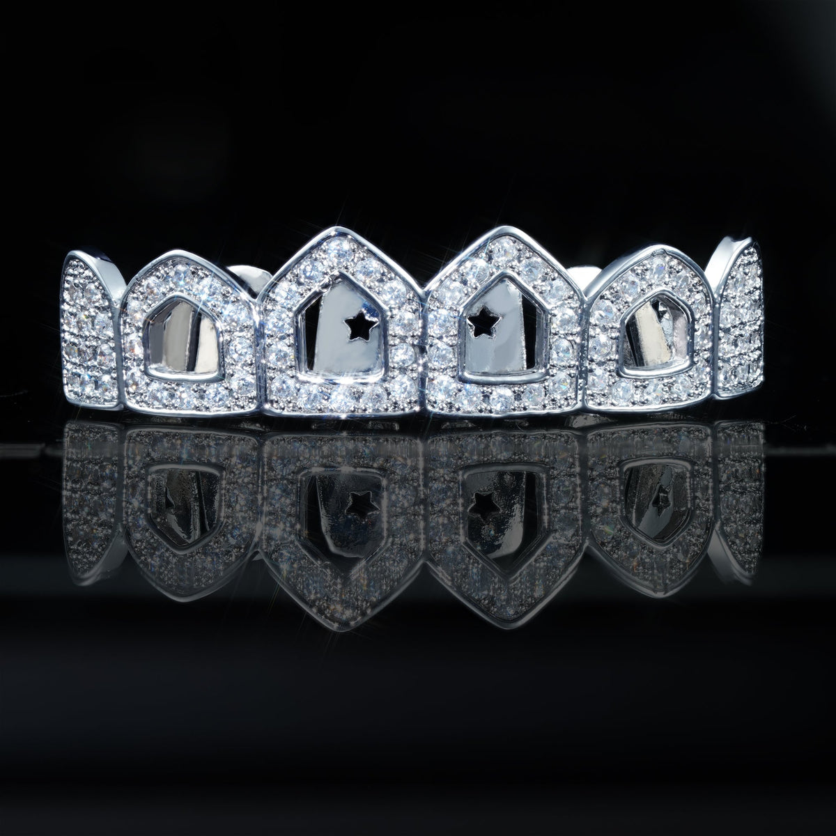 Hip Hop  Hollow CZ Grillz Bar Iced Edition
