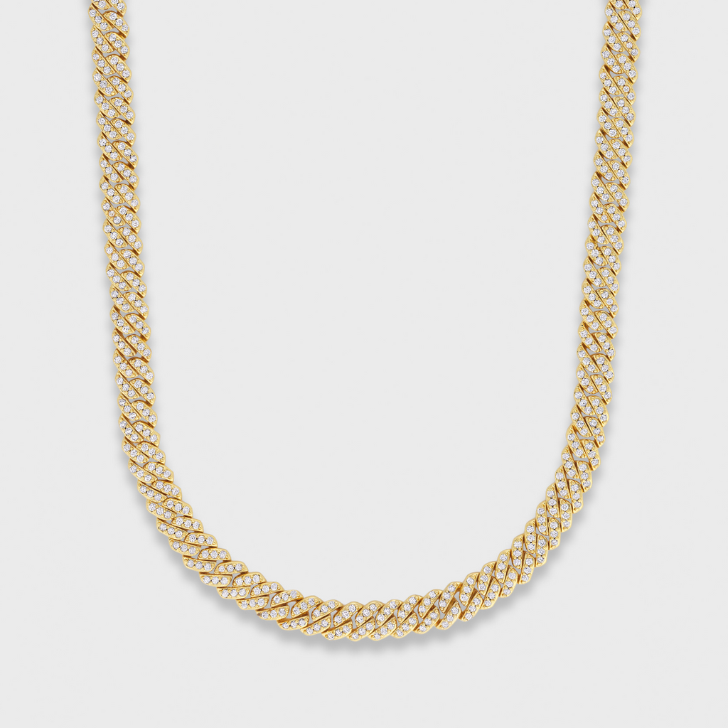 Women's Iced Micro Prong Cuban Chain + Bracelet (Gold) - 5mm