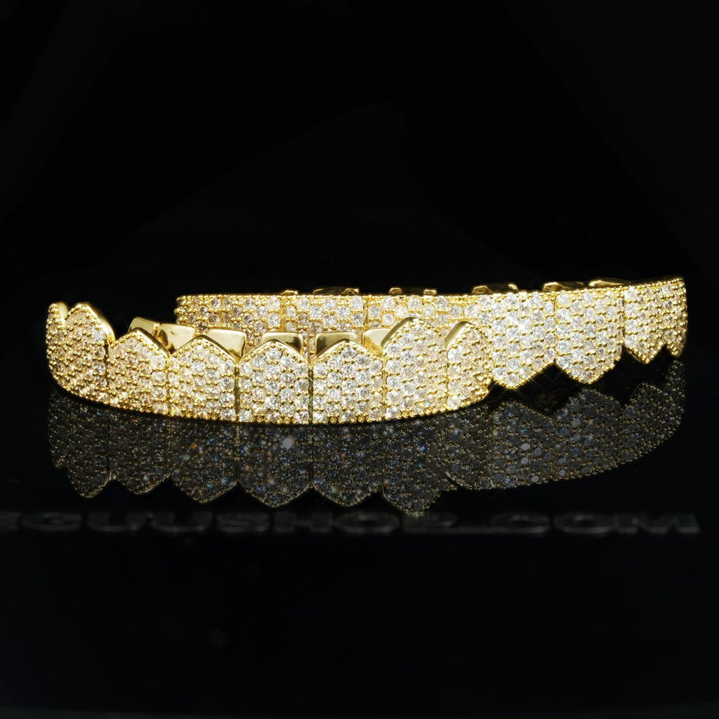 Yellow Gold-Plated Grillz Bar Iced Edition
