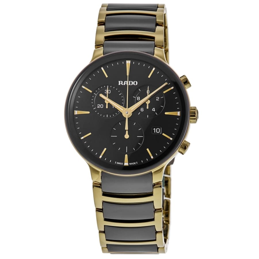 Rado Centrix Quartz Chronograph Black Dial Two-Tone Ceramic & Stainless Steel Men's Watch R30211152