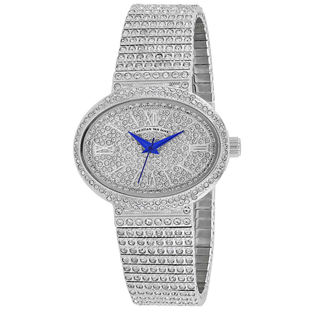 Christian Van Sant Women's Sparkler Silver Oval 30mm