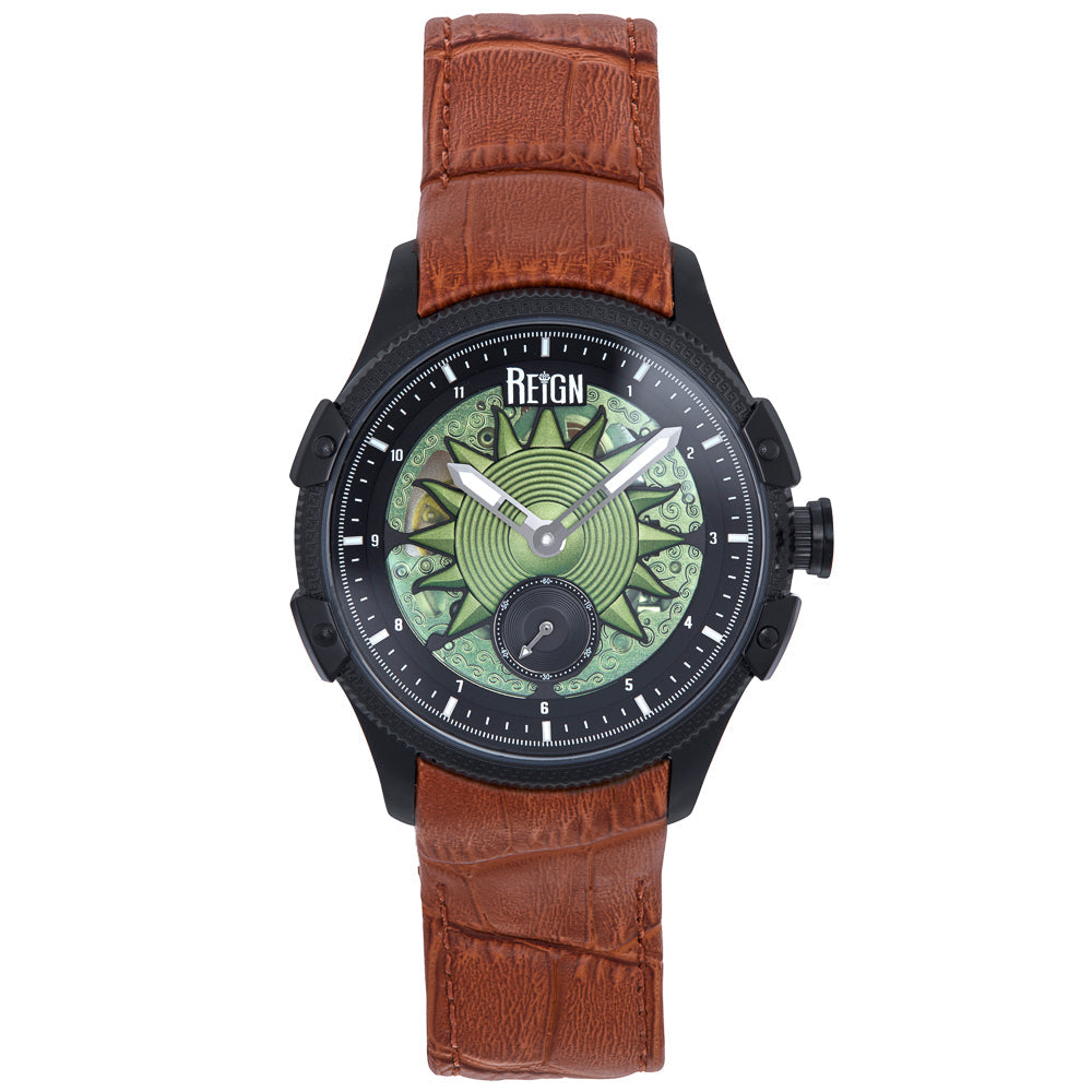 Solstice Automatic Semi-Skeleton Watch - Brown/Green