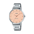 Casio Women’s Silver Watch with Pink Textured Dial - LTP-VT04D-4ADF