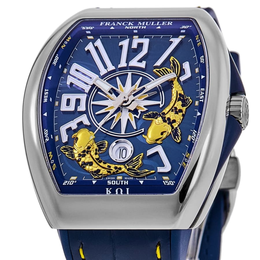 Franck Muller Vanguard Limited Edition 41mm Yachting Koi Blue Dial Rubber & Leather Strap Men's Watch V 41 YT SC DT JA AC BL
