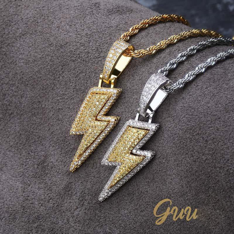 18K Gold-Plated CZ Iced Lightning Necklace