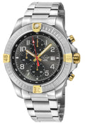GV2 Men's T38 SS Case, 2T Bezel ring, Enamel Gray Dial with White print, 3 Black sub dial, 316L Staineless Steel Bracelet Watch.