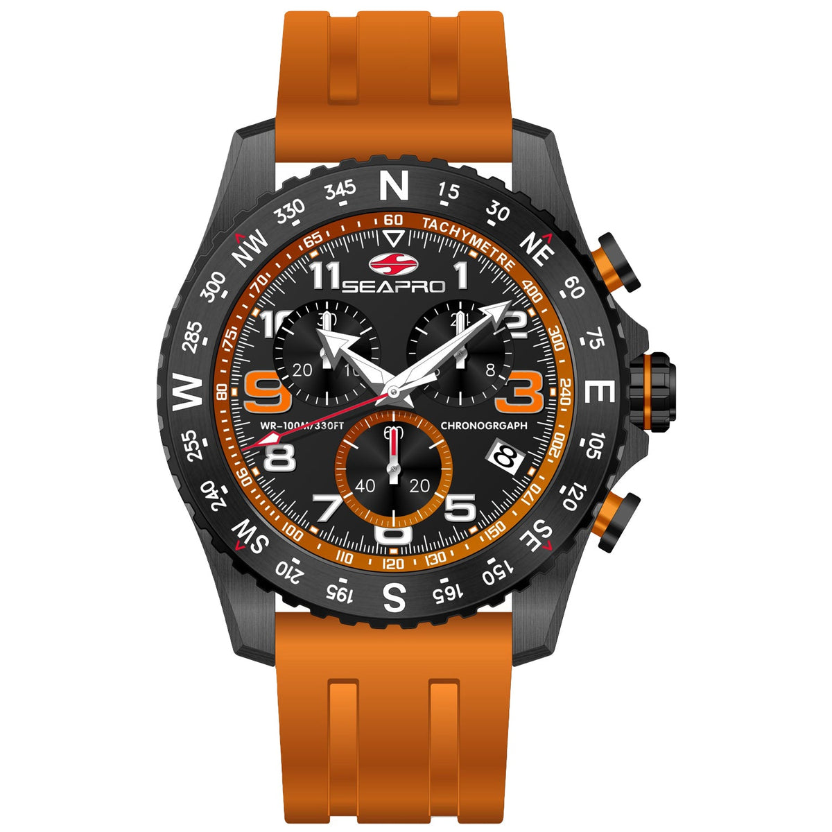Seapro Men's Gallantry Black Round 44mm