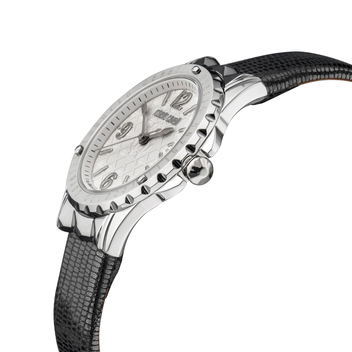 Roberto Cavalli Women's Silver Dial Grey Leather Watch