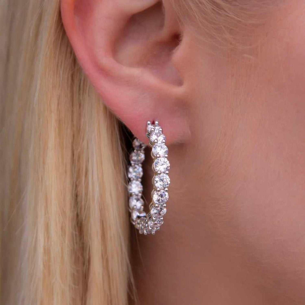 GLD Eternity Hoop Earrings in White Gold- 4mm