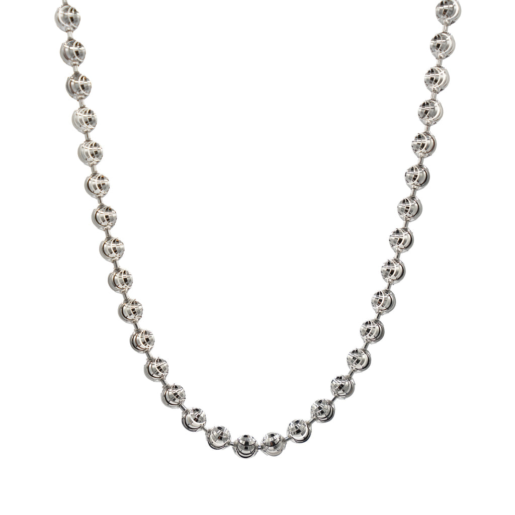 Moon Cut Ball Chain in Solid White Gold - 4mm