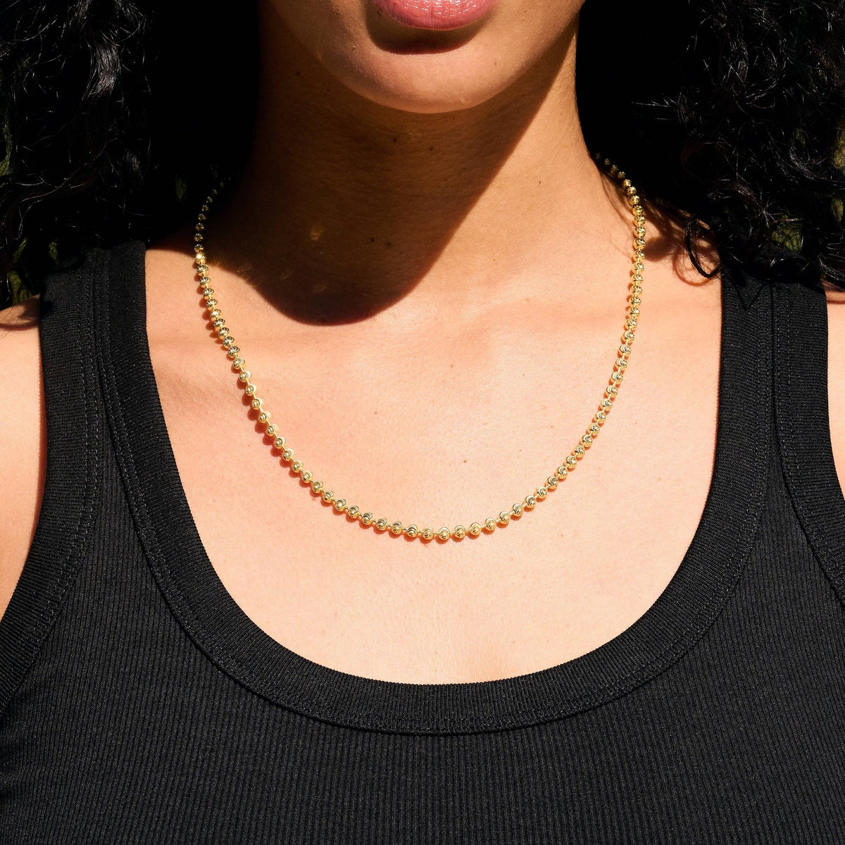 Moon Cut Ball Chain in Solid Gold - 4mm
