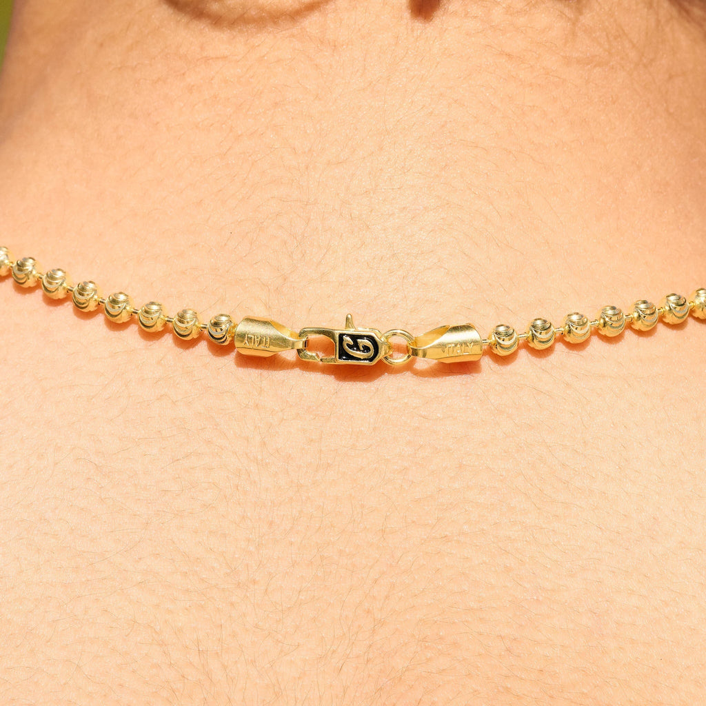 Moon Cut Ball Chain in Solid Gold - 4mm