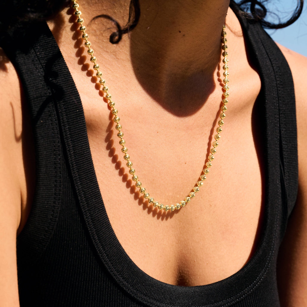 Moon Cut Ball Chain in Solid Gold - 4mm
