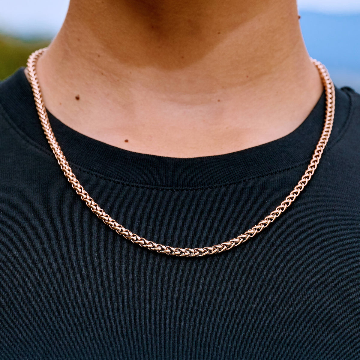 Palm Chain Necklace in Rose Gold - 4mm