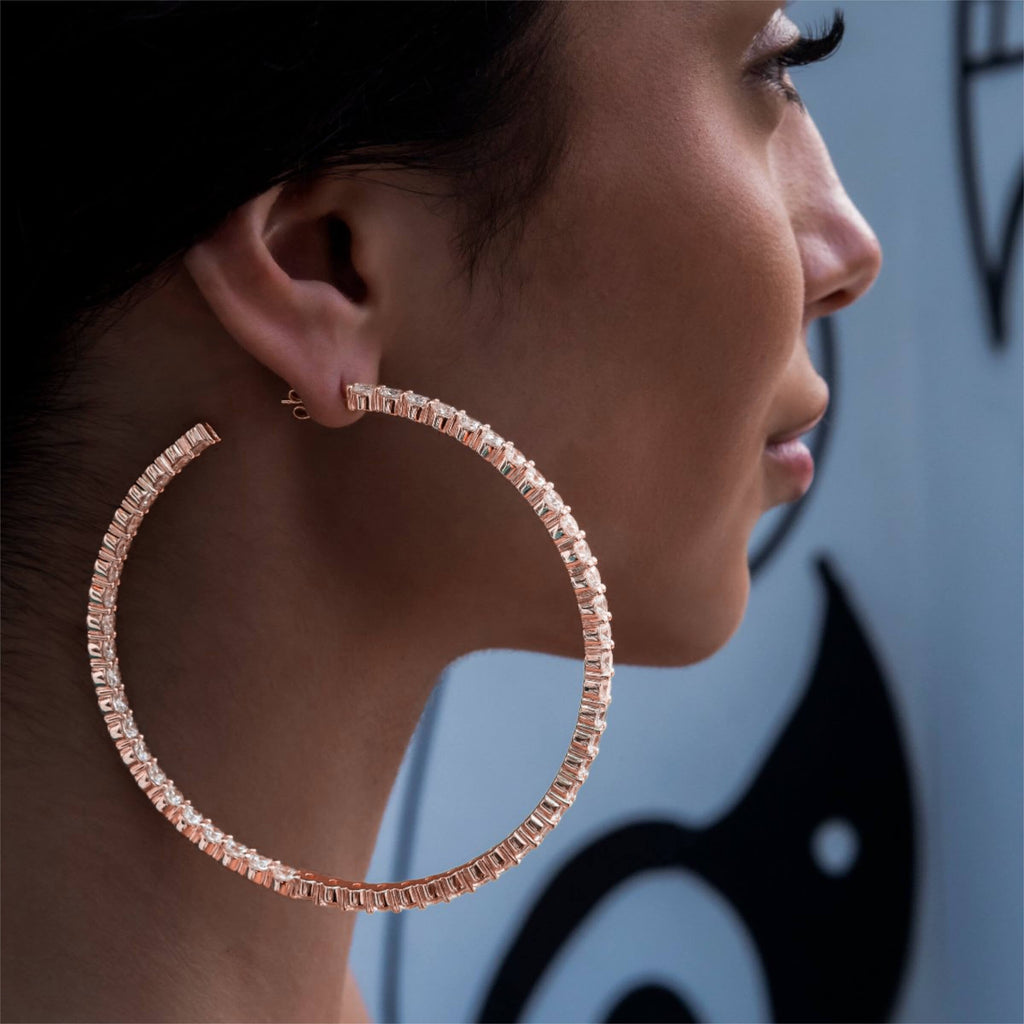 Eternity Hoop Earrings in Rose Gold- 4mm