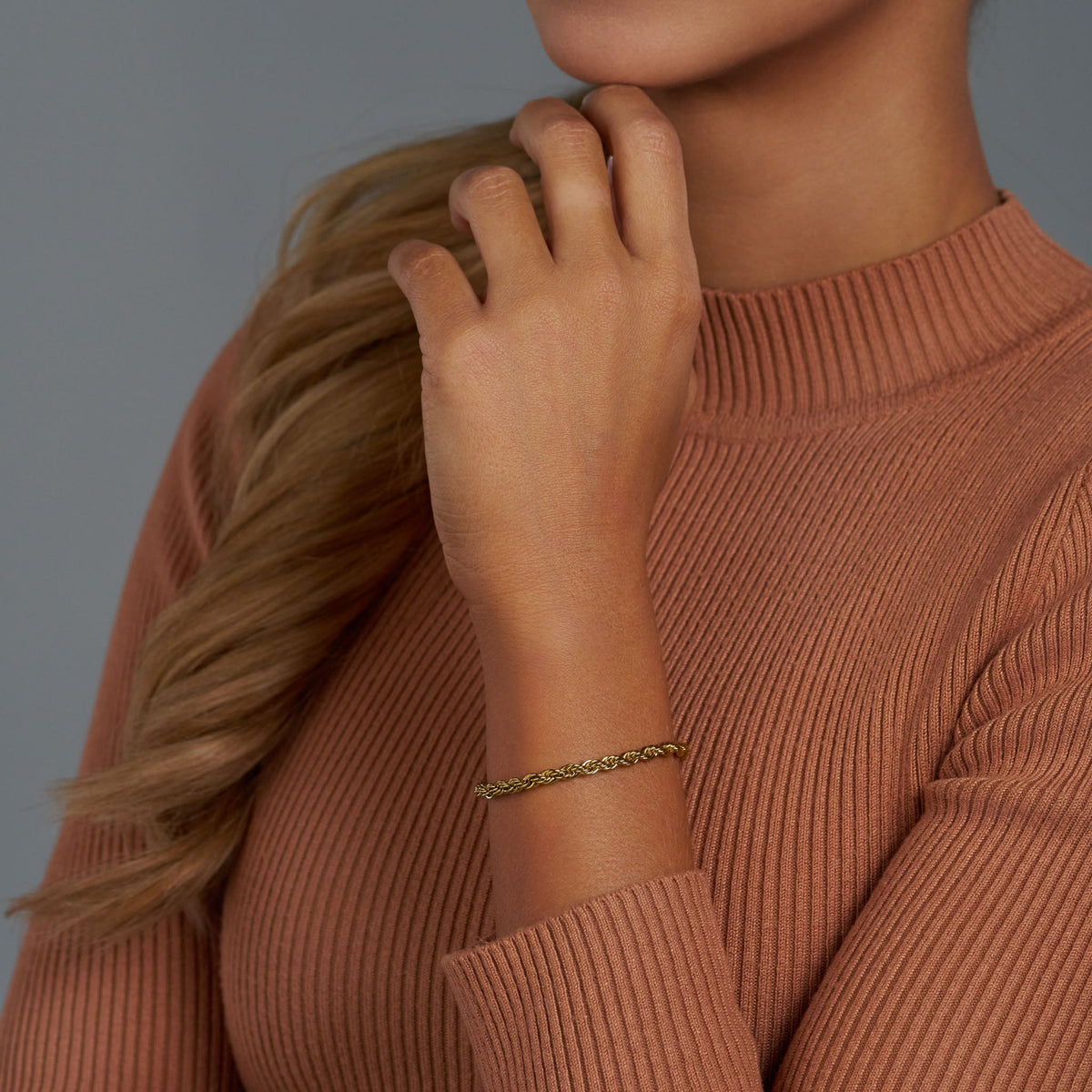 Women's Rope Bracelet (Gold) - 4mm